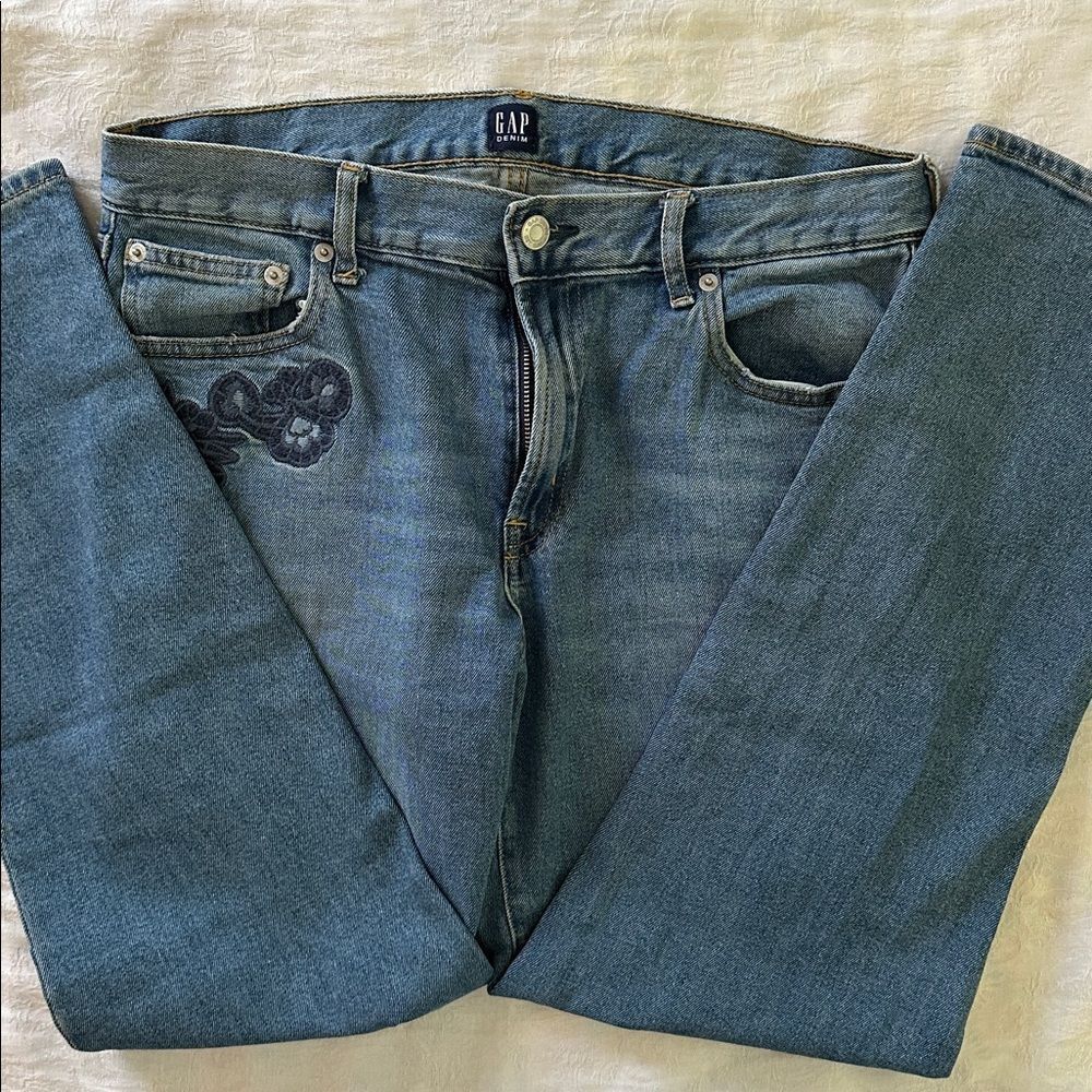 Gap Girlfriend Jeans Decorative Patches High Rise Size 29